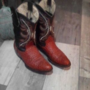 Ostrich leather boots